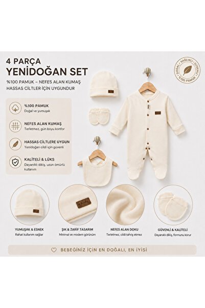 chic try unique 100% Cotton Luxury 4-Piece Unisex Newborn Baby Hospital Relea...