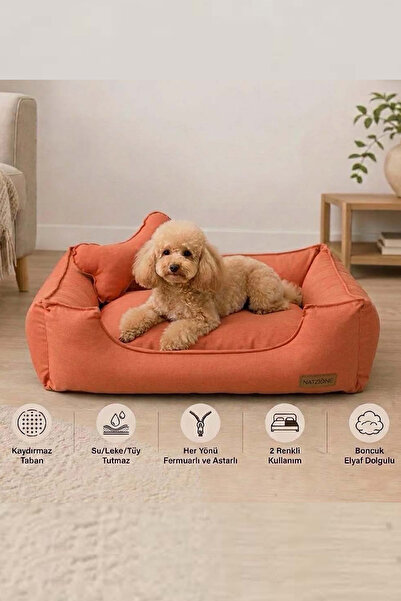 NATZIONE TERRACOTTA KEMİK YASTIK HEDİYELİ KEDİ & KÖPEK / EVCİL HAYVAN YATAĞI