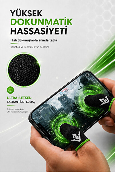 ZOİNCO E-spor Mobil Oyun Parmak Eldivenleri Ultra Iletken Karbon Fiber Kumaş - 1 Çift - 2 Parmaklık