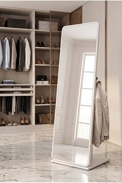 Forte Home Nova Tekerlekli Askılıklı Dikdörtgen Beyaz Boy Aynası