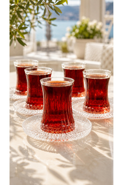 Maloria Elysia Kristal İthal Lüks Cam Çay Seti | 12 Parça - 170ml