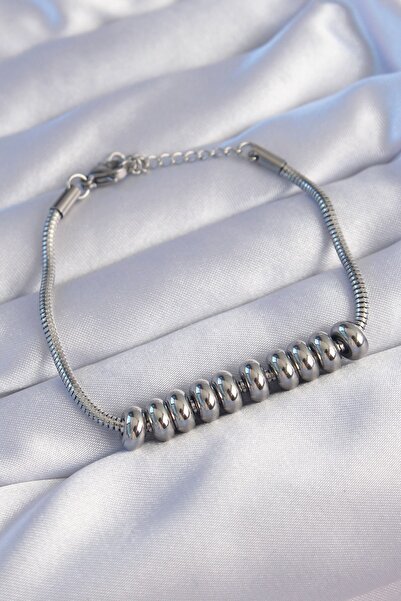 Inure Jewelry 316L Steel Silver Color Oval Figured Bracelet