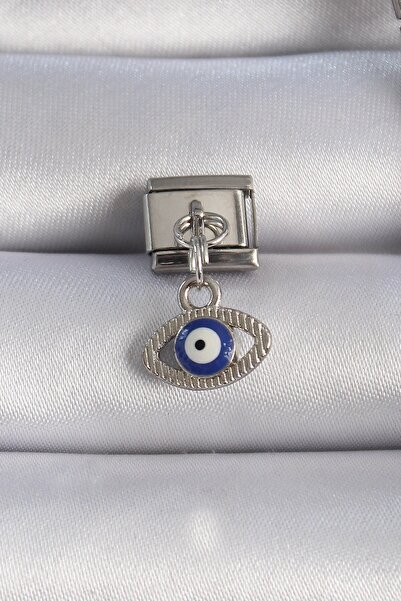 Inure Jewelry 316L Steel Silver Color Dangle Eye Figure Evil Eye Bead Detail ...