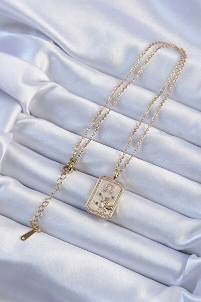 Inure Jewelry 316L Steel Chain Gold Color Zircon Stone Lion Figure Tarot Neck...