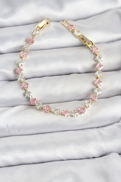 Inure Jewelry Kare Zirkon Taşlı Gold Renk Kadın Bileklik