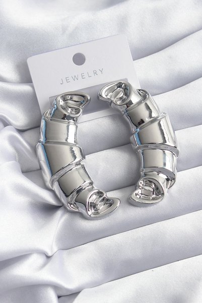 Inure Jewelry النحاس الفضة اللون الكرواسون نموذج أقراط نسائية