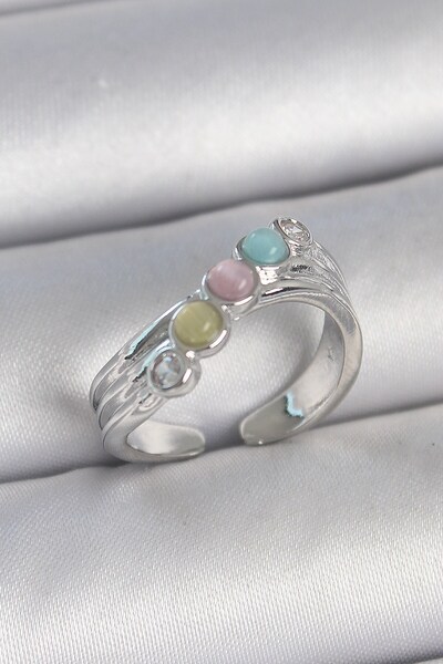 Inure Jewelry Brass Silver Color Zircon Stone Detailed Colorful Enamel Adjust...