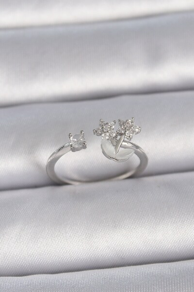 Inure Jewelry Brass Silver Color Adjustable Zircon Stone Star Model Women's Ring