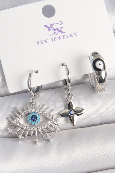 Inure Jewelry Brass Silver Color Zircon Stone Eye Model Evil Eye Bead Detail ...