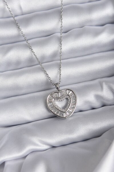 Inure Jewelry 316L Steel Chain Silver Color Baguette Zircon Stone Women's Nec...