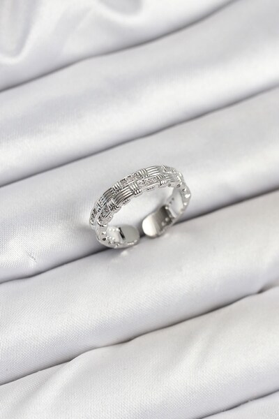 Inure Jewelry Brass Silver Color Zircon Stone Inlaid Women's Ring