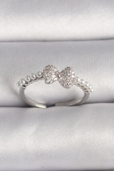 Inure Jewelry النحاس الفضة اللون الزركون حجر القوس اللؤلؤ التفاصيل حلقة قابلة...