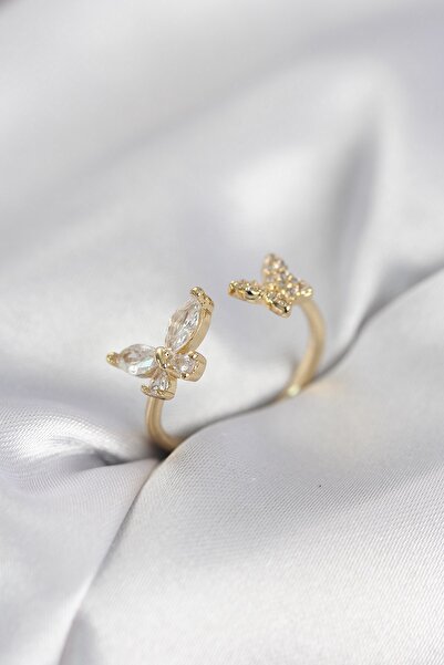 Inure Jewelry Butterfly Model Zircon Stone Gold Color Women's Ring