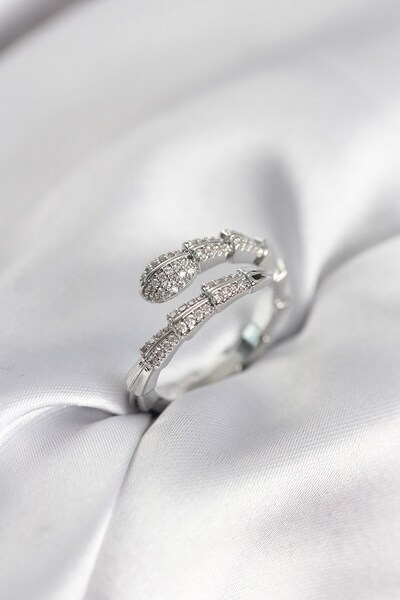 Inure Jewelry Silver Color Zircon Stone Snake Model Women's Ring