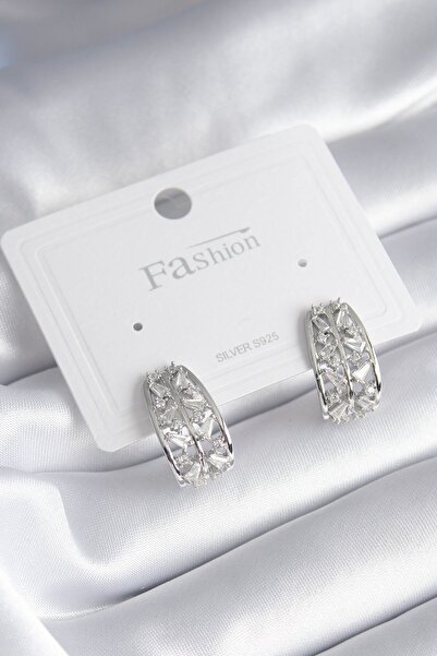 Inure Jewelry Brass Silver Color Zircon Stone Women's Earrings