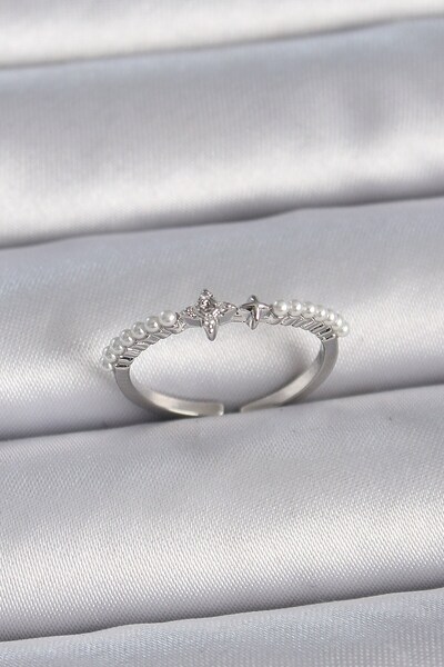 Inure Jewelry Brass Silver Color Zircon Stone Row Pearl Adjustable Model Wome...