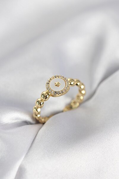 Inure Jewelry Gold Color Pearlescent Star Model Zircon Stone Women's Ring