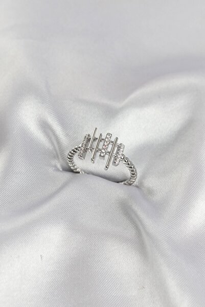 Inure Jewelry Silver Color Zircon Stone Column Model Women's Ring