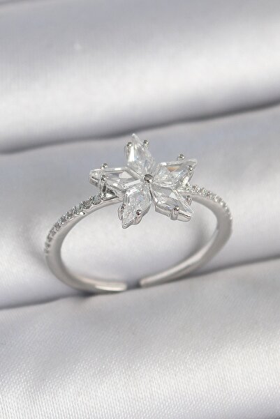 Inure Jewelry Brass Silver Color Zircon Stone Star Model Adjustable Women's Ring