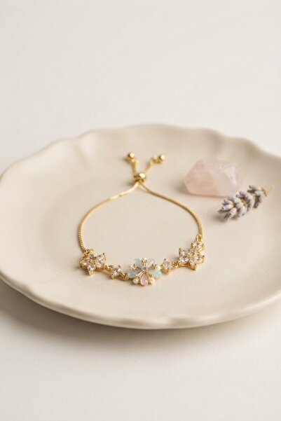 Inure Jewelry Gold Color Zircon Stone Brass Colored Daisy Model Elevator Brac...