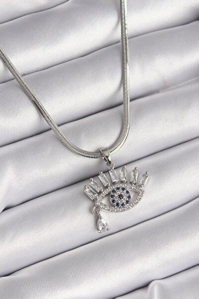 Inure Jewelry 316l steel silver color italian chain zircon stone eye model wo...
