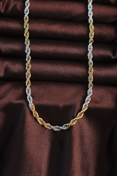 Inure Jewelry 316L Steel Double Color Twist Design Necklace