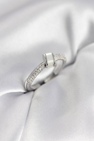 Inure Jewelry Zircon Stone Pearlescent Silver Color Women's Ring