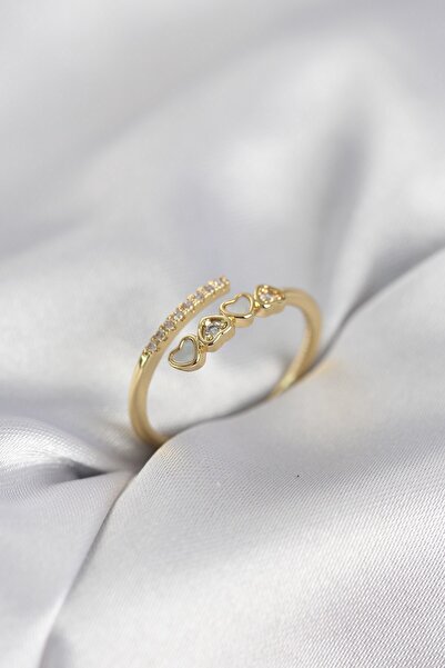 Inure Jewelry Gold Color Zircon Stone Minimal Heart Model Women's Ring