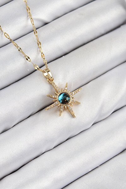 Inure Jewelry 316L Steel Zircon Stone Pole Star Model Gold Color Women's Neck...