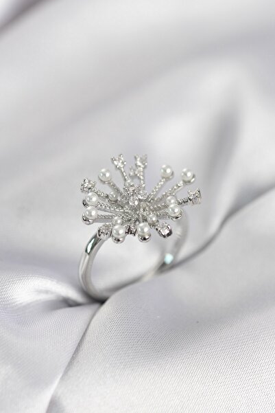 Inure Jewelry Silver Color Dandelion Model Zircon Stone Women's Ring