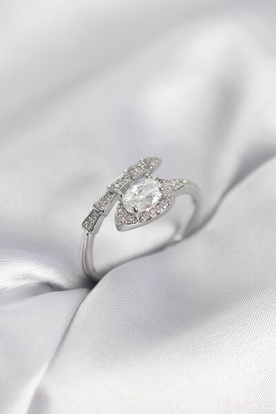 Inure Jewelry Snake Model Silver Color Zircon Stone Women's Ring
