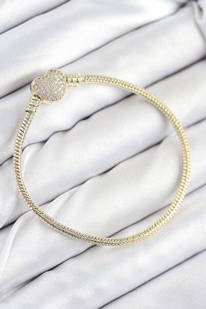 Inure Jewelry Brass Charm Zircon Stone Heart Model Gold Color Women's Bracelet