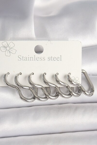 Inure Jewelry 316L Steel Silver Color Heart Model Women's Earring Set