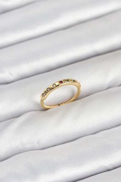 Inure Jewelry Brass Gold Color Colorful Zircon Stone Women's Ring