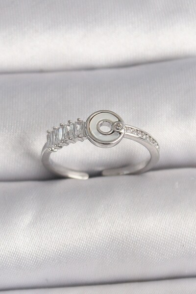 Inure Jewelry Brass Silver Color Zircon Stone Adjustable Women's Ring