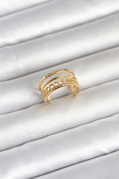 Inure Jewelry 316L Steel Gold Color Chain Vintage Model Women's Ring
