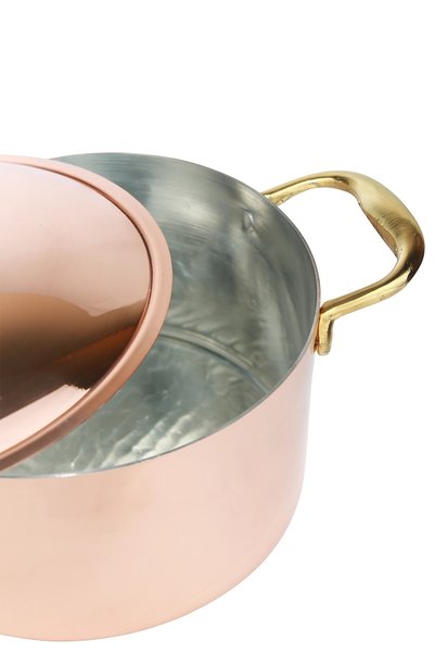 Cuvesta وعاء نحاسي سميك مصنوع يدويًا من نوع الشيف بسمك 1.5 مم، مقاس 20×10 سم