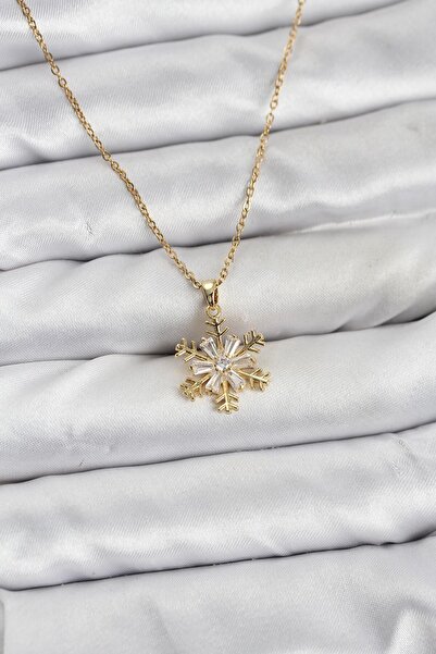 Inure Jewelry 316L Steel Chain Gold Color Snowflake Model Zircon Stone Women'...