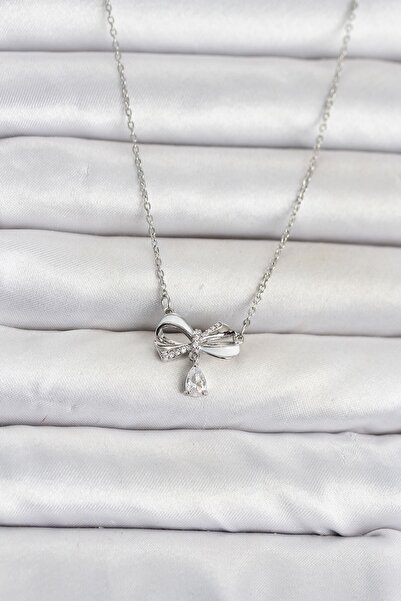Inure Jewelry 316L Steel Chain Silver Color Bow Model Women's Necklace