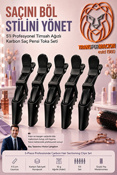 Transformacion 5-Piece Professional Crocodile Mouth Hair Clip Set 5 Pieces Cr...