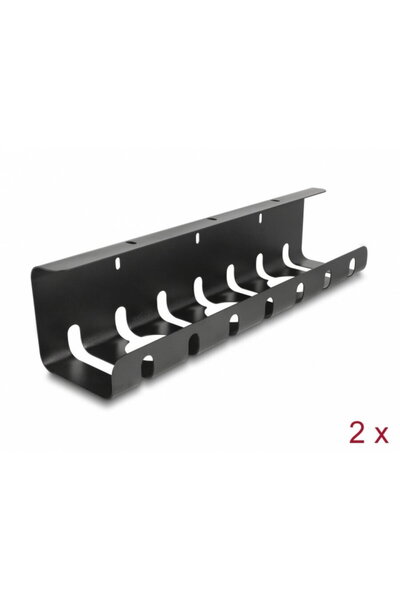 DELOCK Set 2 buc organizator cabluri sub masa negru, 88031
