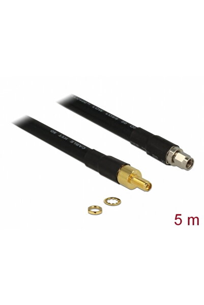 DELOCK Cablu antenă RP-SMA tată la RP-SMA mamă CFD400 LLC400 5m cu pierderi r...