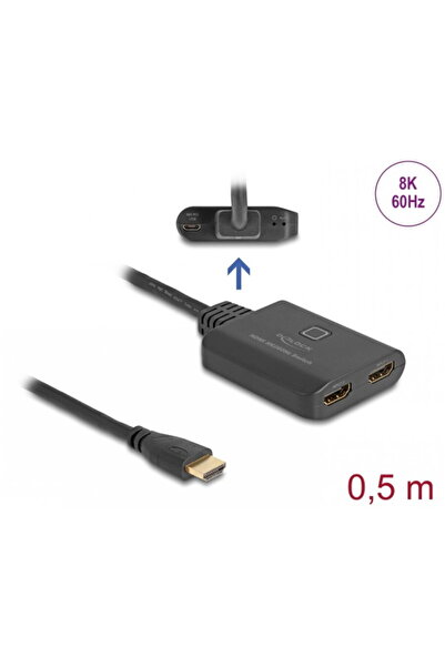 DELOCK Switch HDMI 2 porturi 8K60Hz/4K144Hz + cablu 0.5m, 18645
