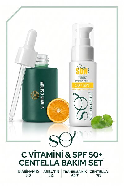 SOI Cosmetics Soi C Vitamini Serum + SPF 50+ Güneş Kremi Seti - Niasinamid Ar...