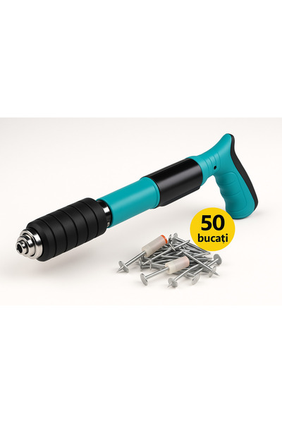 EMATTEIRO Pistol Pneumatic Manual cu 50 Cuie 7.2 mm, Ochelari Protecție, 3 Tr...