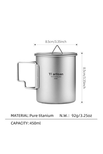 Choice Ta8307-450ml Tiartisan Tatinium Camping Mug Hiking Tableware Fodable H...
