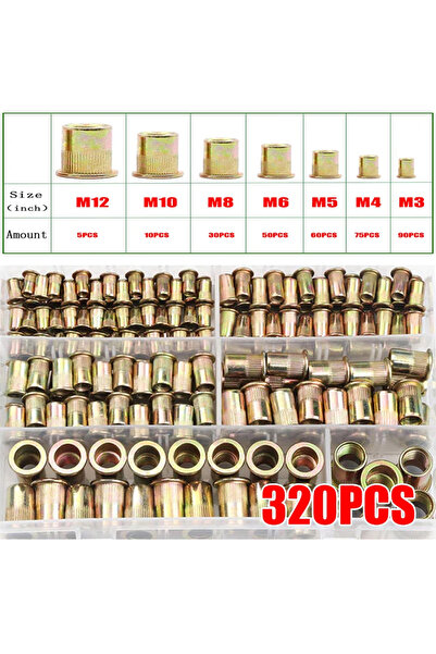 Choice 320pcs zinc plating 320Pcs Rivet Nuts Kit Flat Head Insert Nutsert Riv...