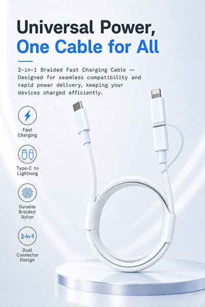 Generic Brand The latest upgrade of 2-in-1 iPhone charging cable is convenien...
