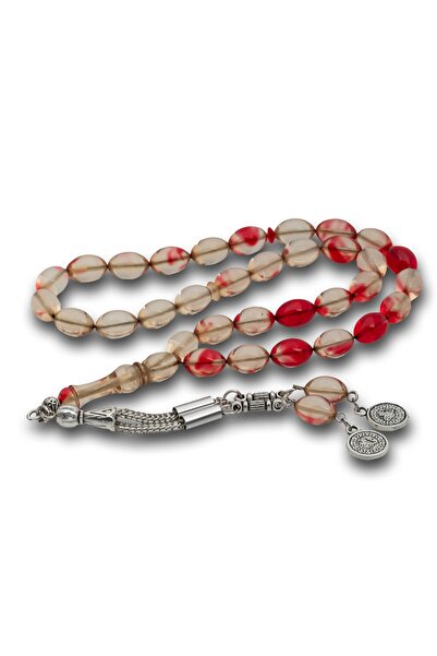 Inure Jewelry Double Color Transparent Crimped Amber Prayer Beads with Metal ...