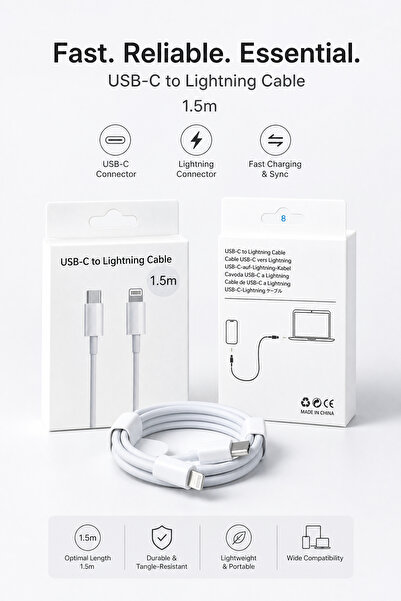 Generic Brand كابل شحن سريع USB-C إلى Lightning PD بطول 1.5 متر لأجهزة Apple ...